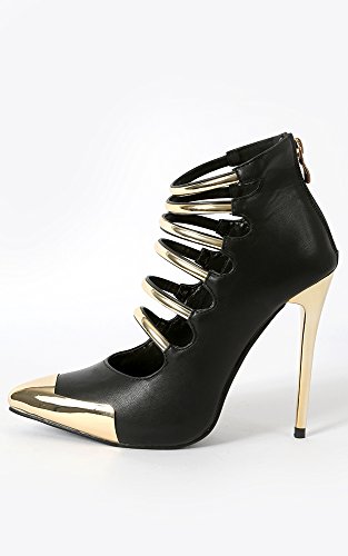 Wild Rose Wilson-07 Metallic Strappy Booties BLACK 6.5