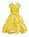 Little Girls Layered Princess Belle Costume Dress up (9-10 Years, yellow)