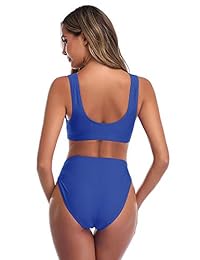 Bikini para dama de dos piezas, bañador deportivo de cintura alta