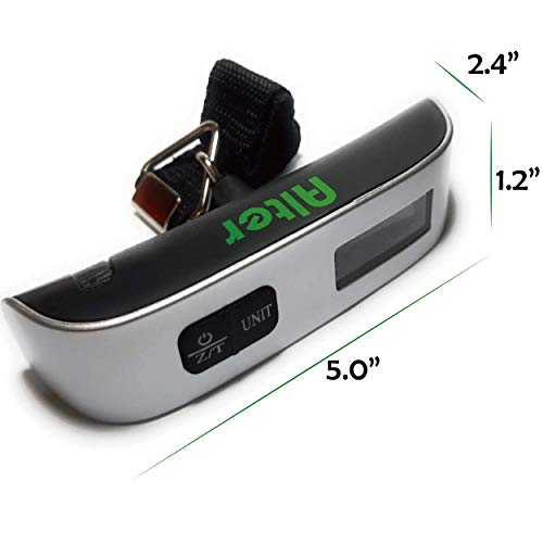 Digital Hanging Luggage Scale, 110 Pounds, Rubber Paint, with Temperature Sensor and Tare Function,Silver, Battery Included