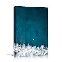 Canvas Wall Art Coastal Aerial View Beach Beach Blue Coastal Cool Photography Relax/Calm - 12x18 inches