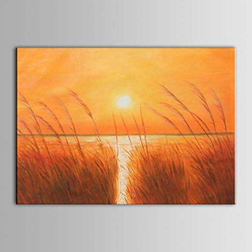 100% Hand Painted Abstract Sunset Seascape Framed and Stretched Oil Painting on Canvas 28 X 20 Inch (Dk-jx-yh056)