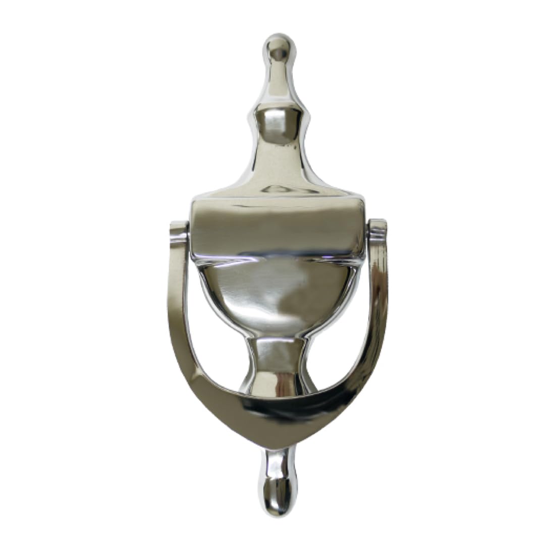 Genius® Door Knocker Polished Chrome, Victorian Urn Door Knockers for Front Door, Elegant Front Door Furniture with a Classic Period Design