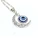 Liumart Crescent Moon Pendant Blue Eyes Necklace Evil Eye Glass Art Picture Triple Goddess Pendant