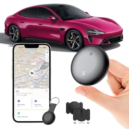 Car GPS Tracker for Vehicles Worldwide GPS Tracker for Vehicles Work with Find My (iOS Only), Car Vehicle Tracking Anti-Lost Locator with App for Cars, Wallet, Pets, Luggage (Black)