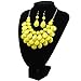Women's Choker Acrylic Candy Color Multilayer Pendant Statement Necklace Earrings Set (Yellow)
