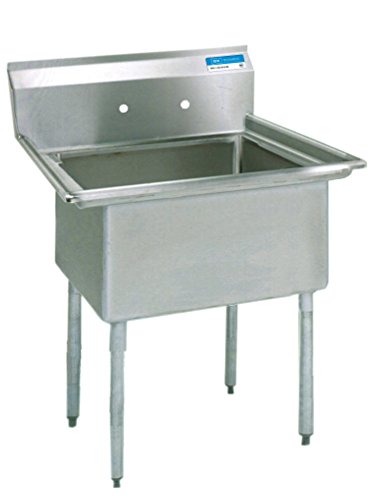 BK Resources Stainless Steel Single 1 Compartment Sink, 18x18x12" Bowl, 23" Length x 23" Width