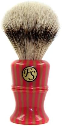 Frank Shaving Silvertip Badger Bristle Shaving Brush Retro Stripe Handle, Knot Size 21mm -- Comes with Free Stand