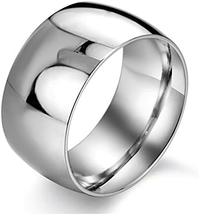 EnM Jewelry Stainless Steel Super Wide Bold Ring Band Unisex Polished Comfort Fit, 11.5 mm, Silver Color
