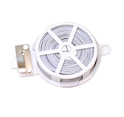 1 Coil 50m Multifunction Line Organizer-Gardening Tape Sturdy Metal Cable Garden Plant Twist Tie Clamps/Clasps Tie with Cutter for Gardening Home Office Using (White)