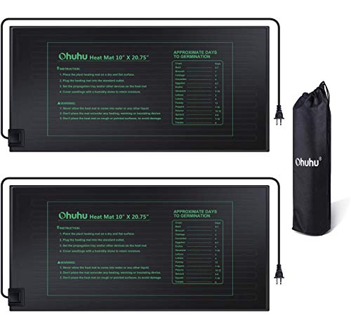 Ohuhu Heizmatte Wärmematte für Sämling Germination 2 Stück, Wasserdichtes Heizmatte Pflanzen Gewächshaus Heizkissen Reptil Temperatur Heizkissen Hydroponischer Gartensaatstarter, 25x52 cm
