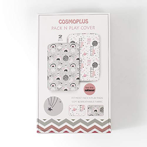 COSMOPLUS Stretch Fitted Pack n Play Playard Sheets 2 Pack for Mini