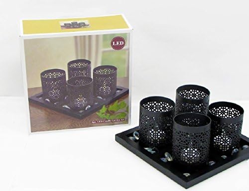 6PC. LED Candle Garden Set w/ Tray &amp; Marble Great for Valentine, Romantic Spa ,Party,Wedding decoration ,or Holiday Gift