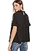 SheIn Women's Cute Embroidered Sheer Neck Ruffle Cuff Collared Blouse X-Small Black