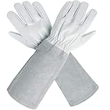 CCBETTER Rose Pruning Gloves with Extra Long Cowhide Sleeves for Men and Women,Breathable Goatskin Leather Thorn Proof Gardening Gauntlet Gloves, Best Garden Gifts & Tools for Gardener and Farmer