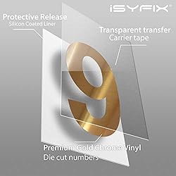 iSYFIX Gold Chrome Vinyl Numbers Stickers 2 Inch