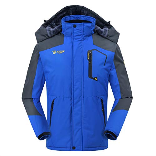 TBMPOY Men's Mountain Ski Snowboard Jacket Waterproof Windproof Fleece Lined Winter Coat(Blue CA XXL)