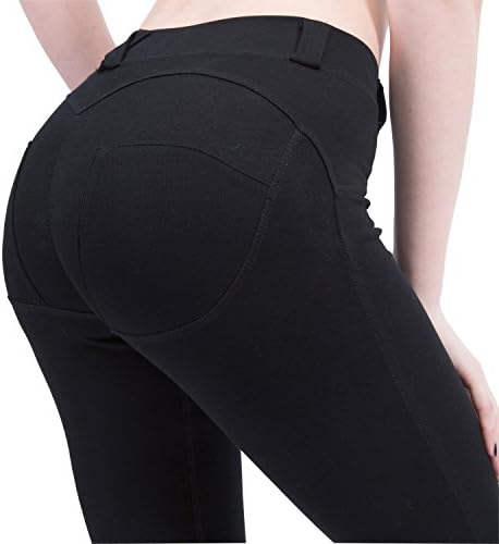 ZODLLS Fitness Pants With High Elastic Low Waist Leggings Women Sexy Hip Push Up Pants Tight ((Size 8-10) Large, Black)