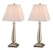 King's Brand Brushed Nickel Table Lamp with Square White Shades Set of 2 Table Lamps