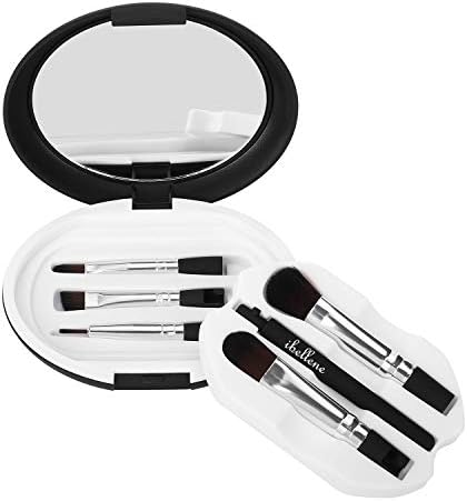 Ibellene 5 in 1 Makeup Brush Set,Portable Makeup Brushes Foundation Lip Blending Powder Blush Eye Shadows Make Up Brushes Kit with Makeup Mirror,Cosmetic Brushes for Travel & Household Use (black)