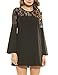 Meaneor Women's Long Flare Sleeve Lace Loose Patchwork Keyhole Back Shift Dress