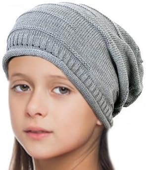 Spring Hat for Children Knitted Slouchy Beanie, Bonnet, Skull Warm Head Cap (grey)