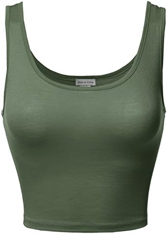 Women's Junior Sized Basic Solid Sleeveless Crop Tank Top