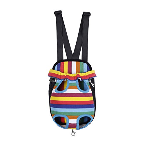 Pet Front Carrier, Kungfu Dog Pet Front Carrier Dog Travel Carrier Bag Pet Carrier Backpack Dog Carrier Backpack(RGB Stripe, Small)