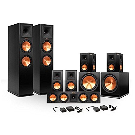 Klipsch 7.2 RP-280 Reference Premiere Surround Sound Speaker Package with R-115SW Subwoofers and two FREE Wireless Kits (Black)