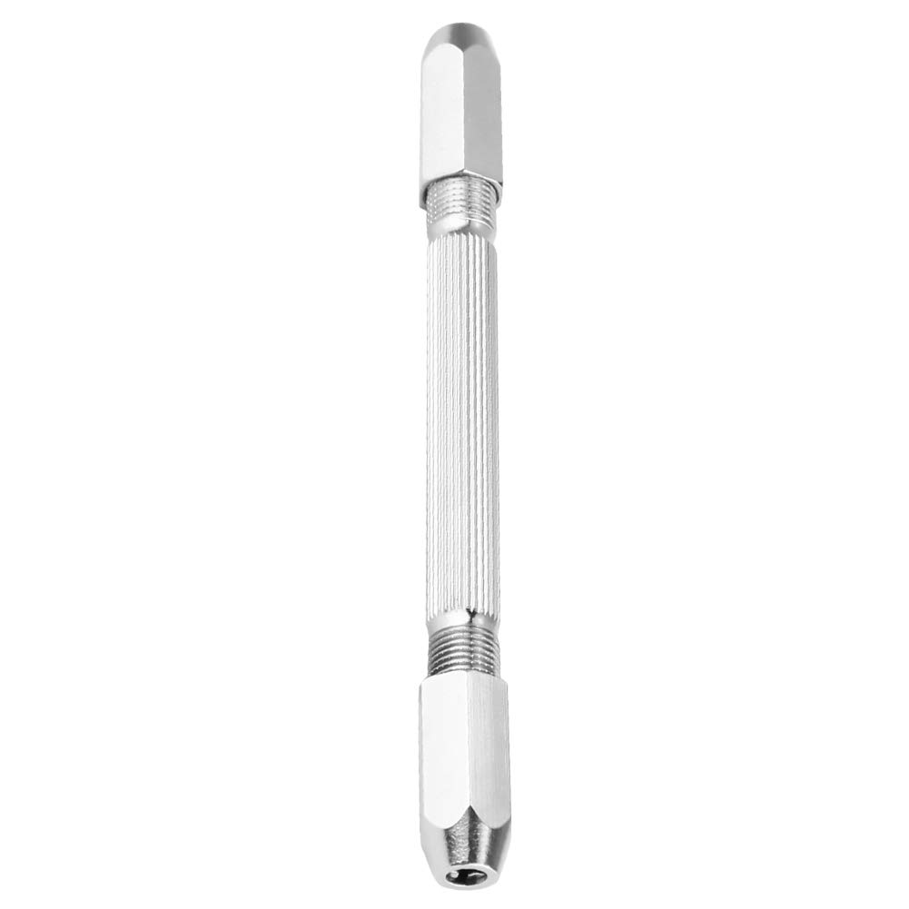 Walfront 1 Count Mini Manual Drill Spiral Flute Drill Bit 0-3mm White Steel Silver 10.5cm x 1cm x 1cm 23g 0.8oz Straight Shank Wood Linden Bone Horn Olive Stone Walnut Plastic