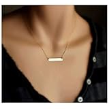 Yfe Bar Pendent Necklace Jewelry CZ Bar Necklaces for Women and Girls Minimal Necklace (Gold Side bar)