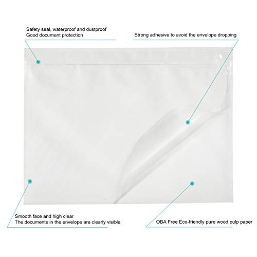 Mionno 7.5" x5.5" Clear Strong Adhesive Invoice Enclosed Pouches, 200pcs Packing List/Shipping Label Envelopes Pouches for Mailing Shipping Business (Long Side Loading)