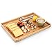Bamber Large Bamboo Serving Tray Decorative Coffee Tea Platter 18 x 13 x 1.2 Inches