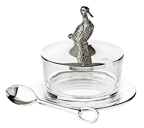 EDZARD Jam Jar and Sugar Bowl Duck (H 12 cm, Ø 14 cm), Silver Plated