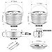 Odoland 15pcs Camping Cookware Mess Kit, Stainless Steel Camping Cooking Pots Pan with Base Cook Set for 3, Plates, Cups, Forks and Spoons for Camping, Hiking, BBQ and Picnicthumb 4