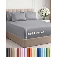 Extra Deep Queen Sheet Set - 6 Piece Breathable & Cooling Sheets - Hotel Luxury Bed Sheets Set - Easy & Secure Fit - Soft, Wrinkle Free & Comfy Sheets Set - Steel Blue Sheet Set w/Extra Deep Pockets