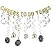 50th Birthday Decorations for Men Women Cheers to 50 Years Birthday Banner Swirls Set for 50 50th Birthday Party Decorations