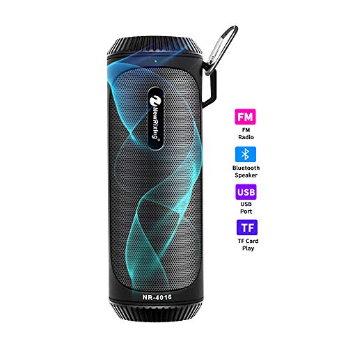 Portable Radio Boombox Blue Tooth Speaker with Flashlight and USB/TF/FM Radio,Wireless Stereo Pairing,Waterproof Rechargeable Durable Design Suitable for Home, Travel and Outdoors (Black)