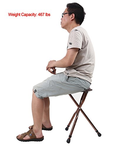 Best Health Cane Seat Stool Retractable Lightweight Walking Stick with LED Light for Elderly Outdoor Travel Rest Stool Folding Chair Replacement Large Golf Seat Large Weight Capacity (brown cane seat)