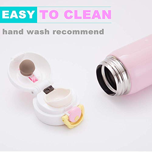Kids Water Bottle Thermoses Unicorn Water Bottle Cup Metal Stainless Steel Vacuum Insulated Water Flask for School Kids Girls Lunch Box Leak Proof BPA Free No Straw - 12oz (Pink) - Thumbnail 3