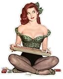 Pin-up art retro sexy pin up pinup girl player sticker decal 4