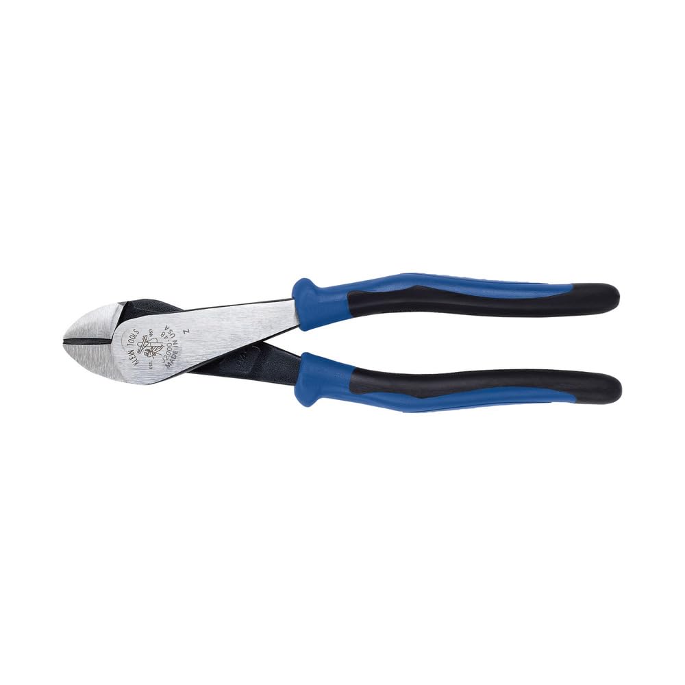 KLEIN TOOLS J2000-48 Pliers, Made in USA, Diagonal Cutting Pliers with Angled Head, Heavy-Duty to Cut ACSR, Screws, Nails, and most Hardened Wire, 8-Inch