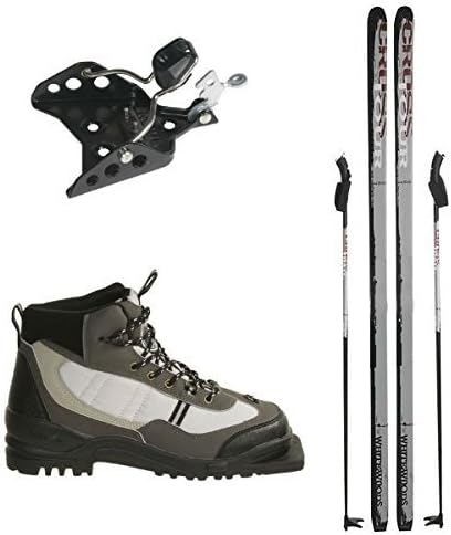 New Whitewoods 75mm 3Pin Cross Country Package Skis Boots Bindings Poles 207cm (49, 180+ lbs. )