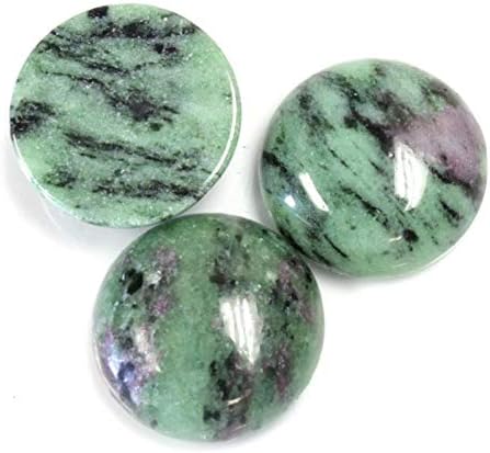 18mm Round Genuine Ziosite Ruby Calibrated Cabochon 4 Piece Lot Flat Back DIY Jewelry Making