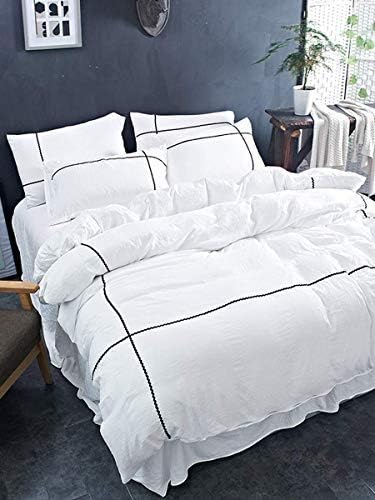 Kotton Culture3 Piece Luxe Geo Geometric Duvet Cover Set with Zipper Closure & Corner Ties 100% Egyptian Cotton Plush Modern 600 Thread Count (White, Queen)