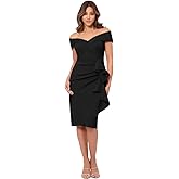 Xscape Womens Long One Shoulder Sleeveless Stretch Scuba Crepe Sheath Gown