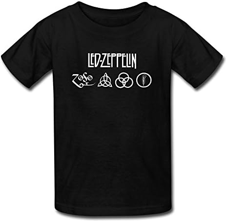 Ambom Youth Led Zeppelin Kids Boys And Girls 100% Cotton T-Shirt L Black