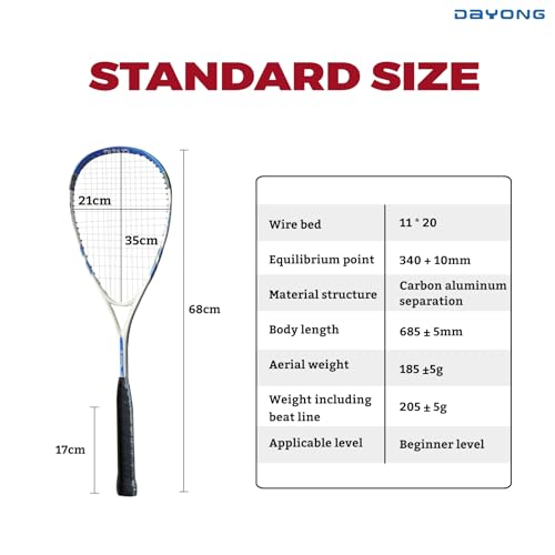 DAYONG Squash Racket, Lightweight Aluminium Alloy Squash Racquet, Adult Shock-absorbing Squash Racket with Carry Bag for Beginners, Squash Training.