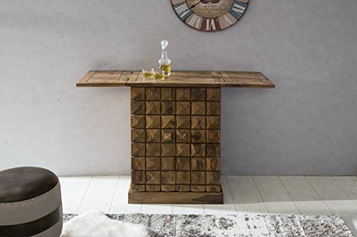 KADIMA DESIGN Hausbar Massivholz Sheesham Vitrine ausklappbar Landhausstil Barschrank – Bild 4