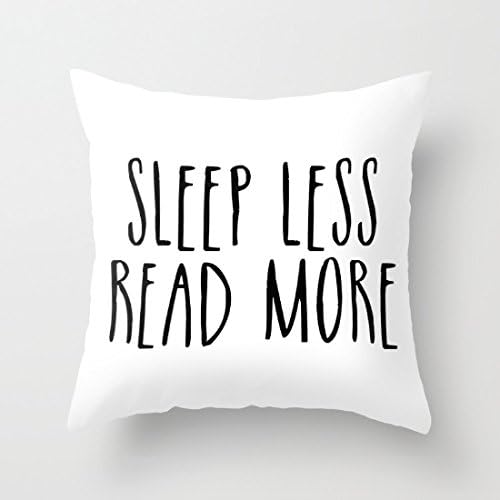 Canvas Decorative Pillow Covers with Inspirational Quote Sleep Less Read More Throws Case 18 x 18 for Kids Dorm Room Decor